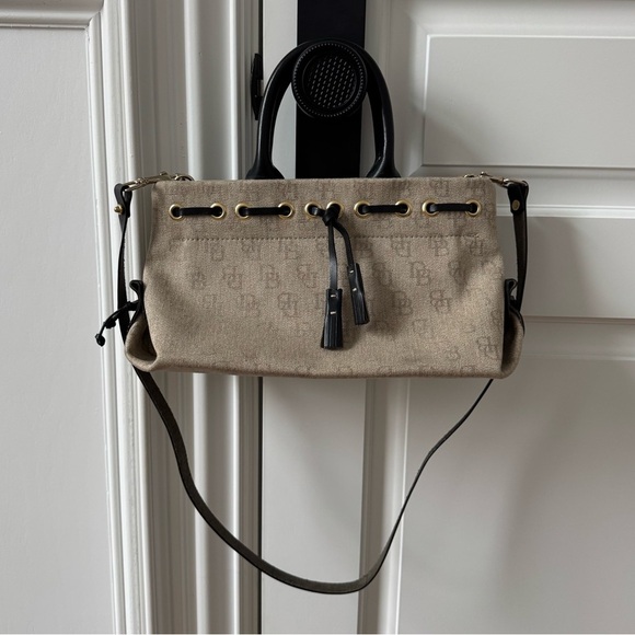 Dooney & Bourke Vintage Beige Canvas Handbag with Black Accents - Picture 4 of 9